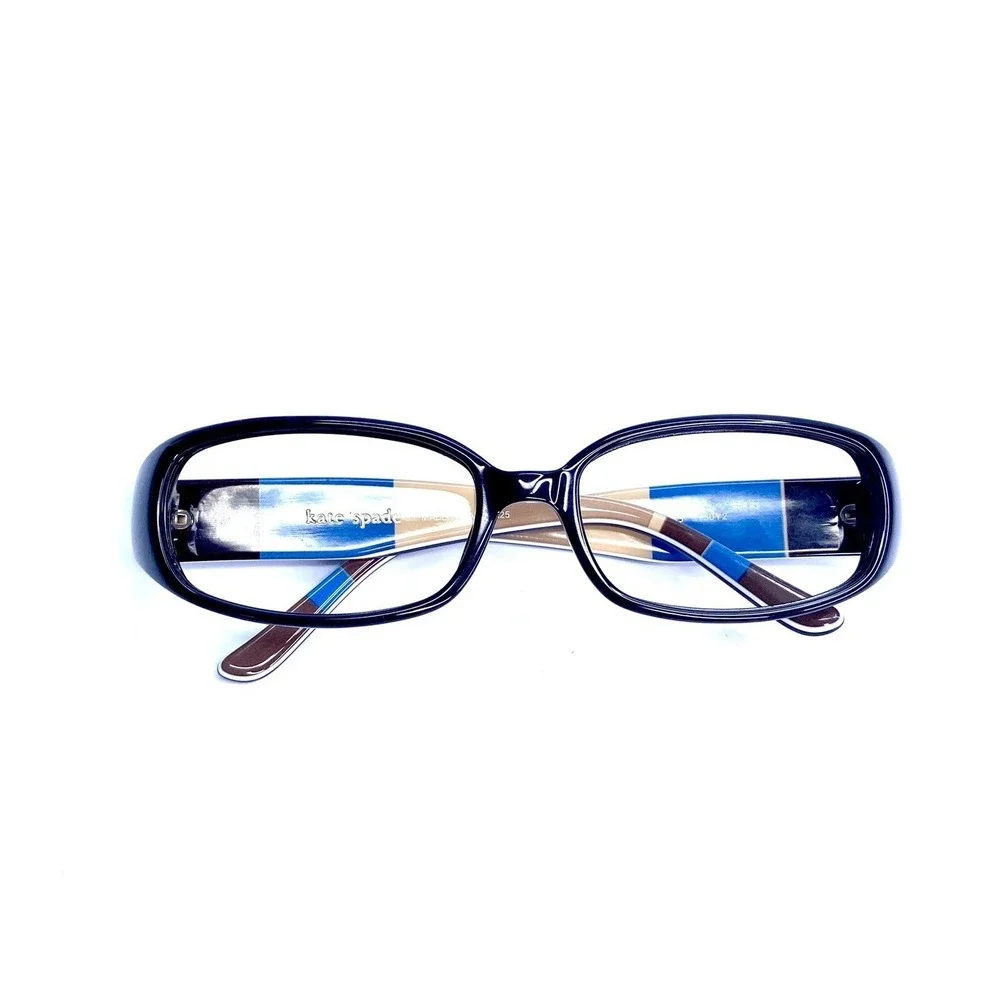 Kate Spade Black Oval Striped Temple Eyeglasses Italy Penelope/S Y30Y2 52 16 125